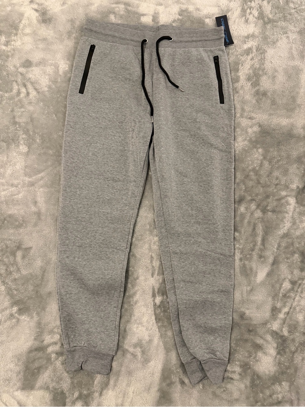 Pure Champ Mens XL Heather Gray Fleece Jogger Sweatpants Zipper Pockets